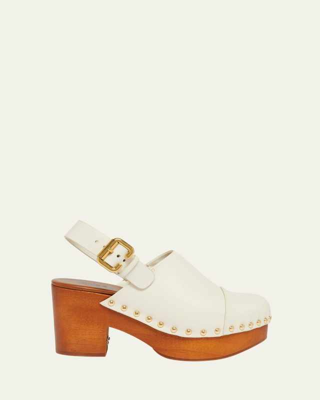 Jeannette Leather Slingback Platform Clogs